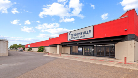 front of Brownsville Storage Units facility in Brownsville, TX