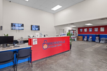 inside the indoor storage facility at Brownsville Storage Units in Brownsville, TX